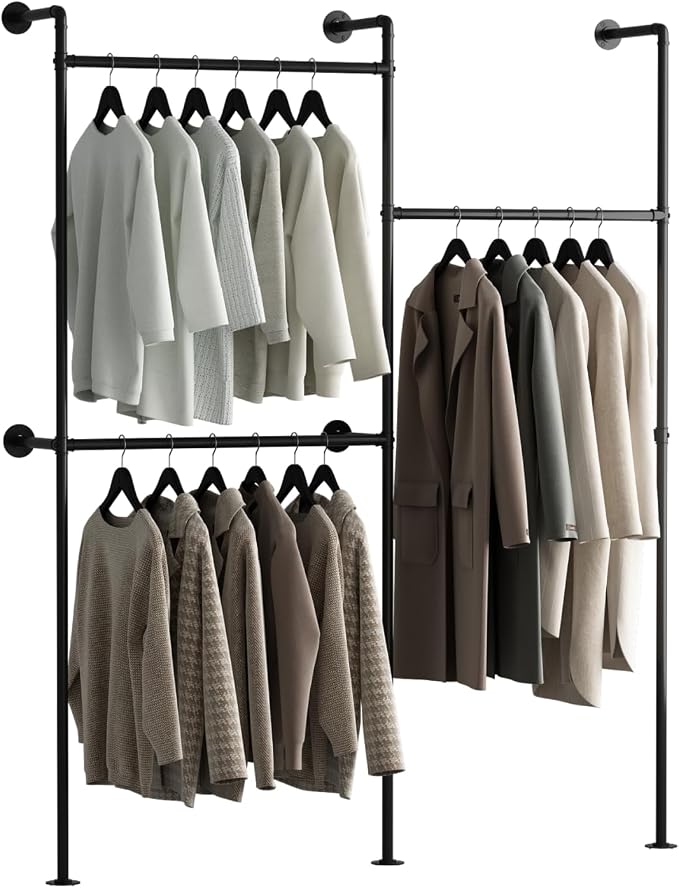 Industrial Pipe Clothing Rack Wall Mount, Heavy Duty Pipe Clothing Rack - Image 7