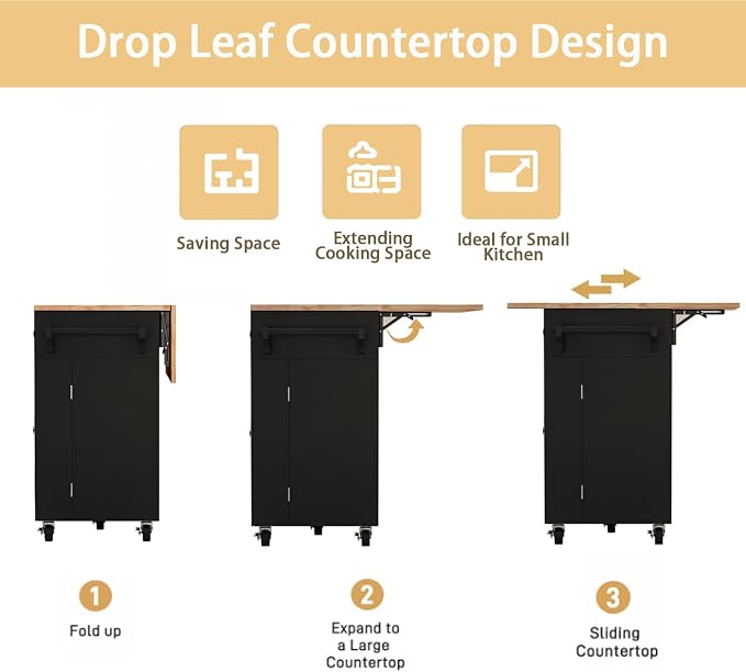 59’’ Rolling Kitchen Island Cart - Image 3
