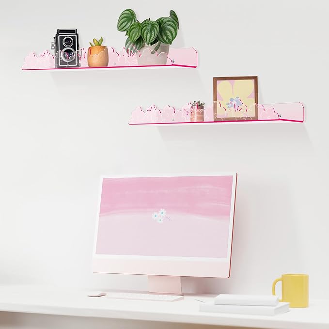 Floating Shelves for Wall, 4 Pack 15.7’’x 3.5’’Adhesive Acrylic Shelves - Image 2