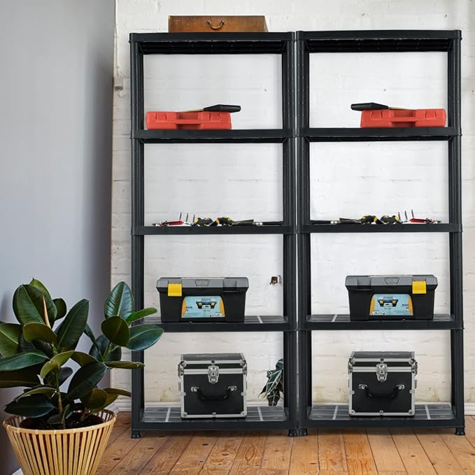 IRONMAX 5-Tier Plastic Shelving Unit, No Tools Required, Free Standing Storage - Image 2