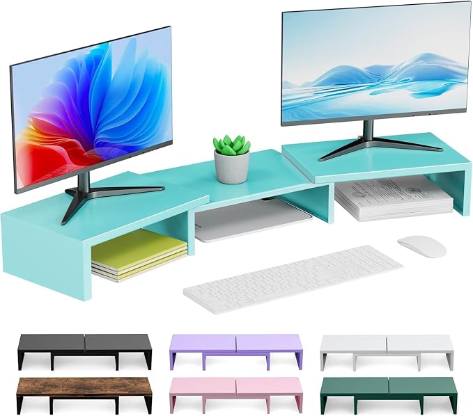 Dual Monitor Stand for Desk, Metal Computer Stand, Desk Shelf Riser, Desktop by OUTIOE