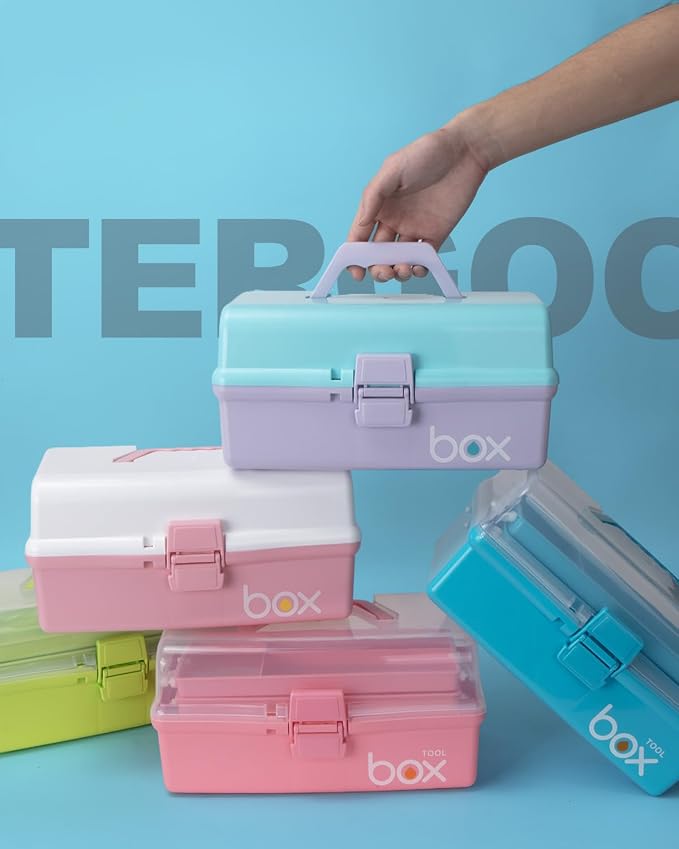 TERGOO 12in 3-Layer Plastic Craft Organizers and Storage, Portable Folding - Image 7