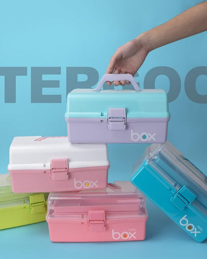 TERGOO 12in 3-Layer Plastic Craft Organizers and Storage, Portable Folding - Image 7