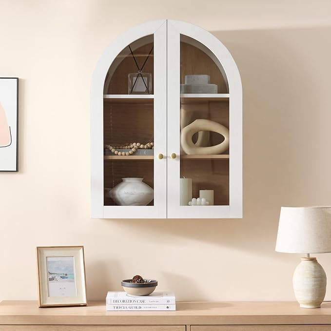 Bathroom Arched Wall Cabinet Over The Toilet Storage Cabinet, 23.6×31.4 Inch - Image 6