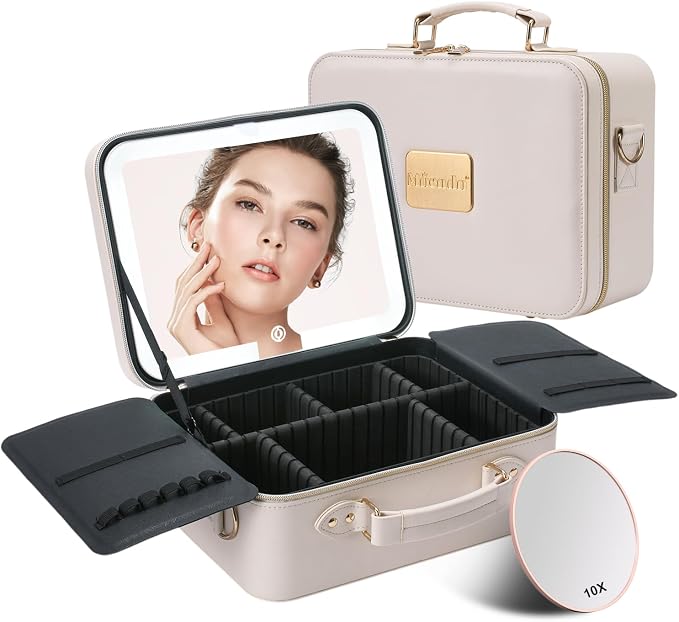 Mocado Travel Makeup Bag with LED Lighted Mirror, Makeup Case with 3 Color by Mocado