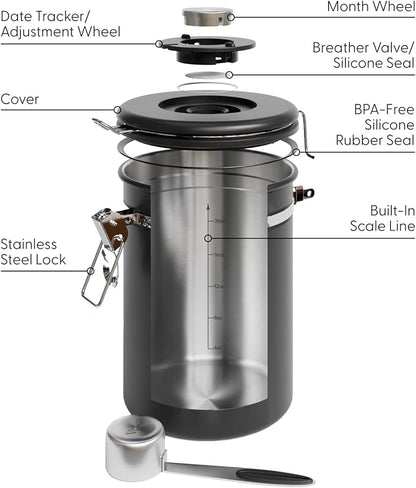 Veken Coffee Canister with Window, Airtight Stainless Steel Pantry Container - Image 6