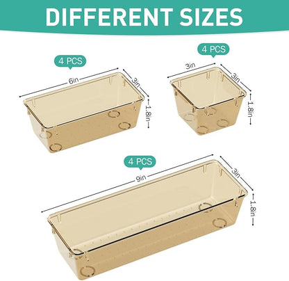 WOWBOX 6 Pack Clear Drawer Organizer Set, Acrylic Drawer Storage Trays - Image 2