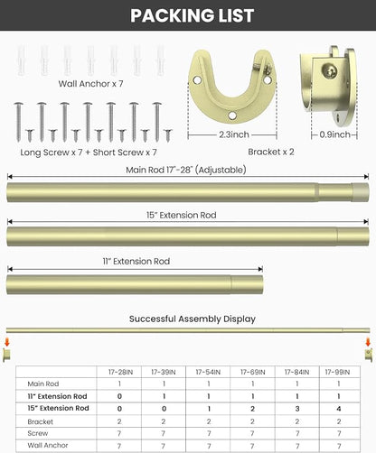 Supforce Closet Rods for Hanging Clothes, 17 to 69 Inches Stepless Adjustable - Image 6