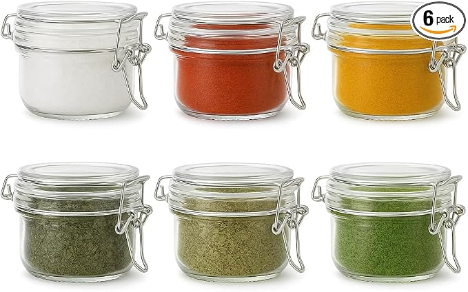 6 Pack Spice Jars, 4 oz Glass Containers by Snaiio