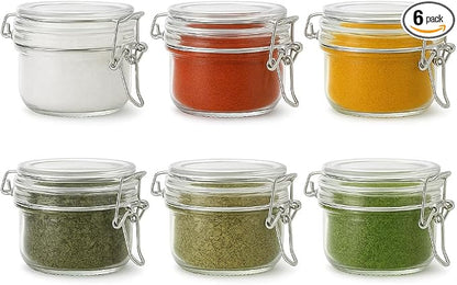 6 Pack Spice Jars, 4 oz Glass Containers by Snaiio