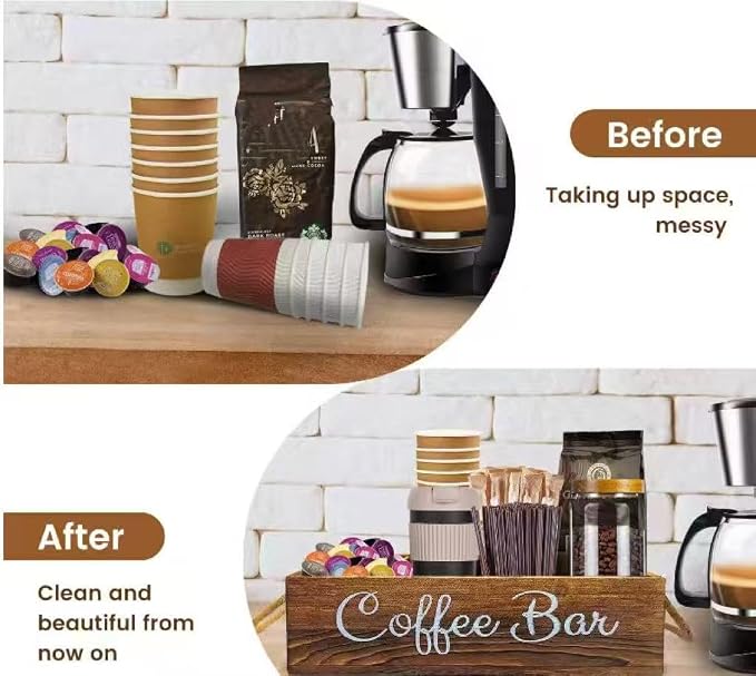 Coffee Counter Storage Rack Wooden Coffee Bar Storage Rack Features Removable - Image 2