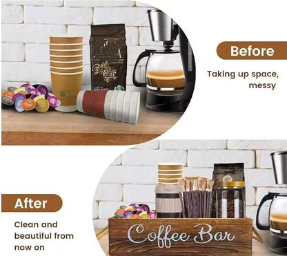 Coffee Counter Storage Rack Wooden Coffee Bar Storage Rack Features Removable - Image 2