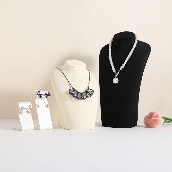 GemeShou Beige necklace hanger jewelry organizer, Velvet jewelry stand necklace - Image 2