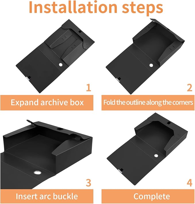 HUA JIE 4 Pack A4 Storage File Boxes Plastic Archives Cases - Image 6