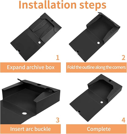 HUA JIE 4 Pack A4 Storage File Boxes Plastic Archives Cases - Image 6