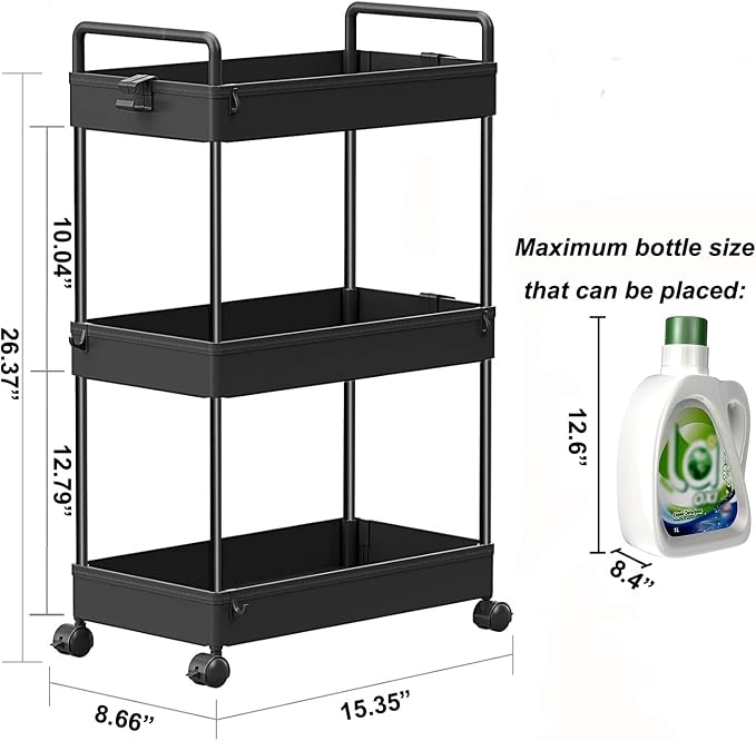 SOLEJAZZ 3 Tier Rolling Storage Cart - Image 2