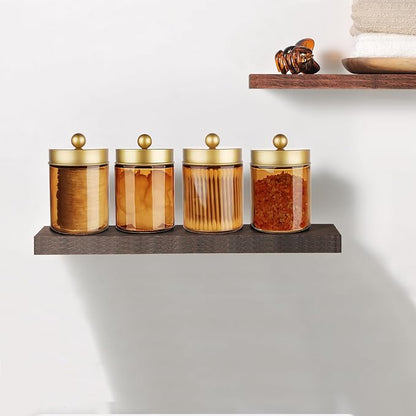 Amolliar Bronze Glass Apothecary Jar, Qtip Holder Metal Lid & Stickers - Image 4