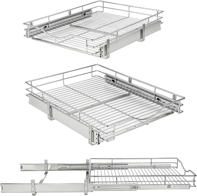DINDON 1 Tier Pull Out Cabinet Organizer Heavy-Duty Metal Sliding Drawer Shelf - Image 8
