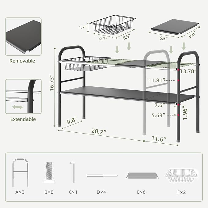 NETEL Under Sink Organizers and Storage, 2 Tier Expandable Under Cabinet - Image 3