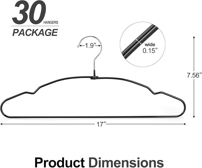 TOPIA HANGER Metal Hangers 30 Pack, Non Slip Clothes Hangers Space Saving - Image 2
