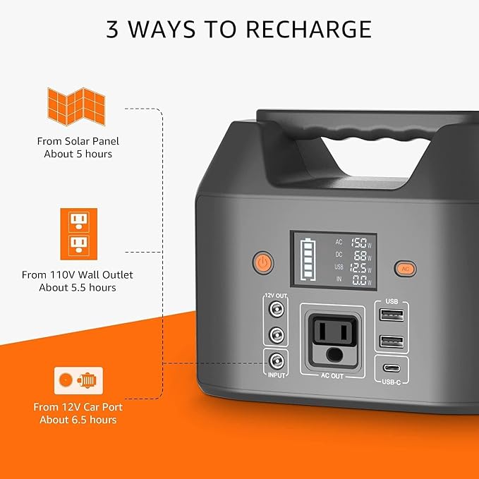 EnginStar Portable Power Station 150W 155Wh Solar Generator 110V 42000mAh - Image 4