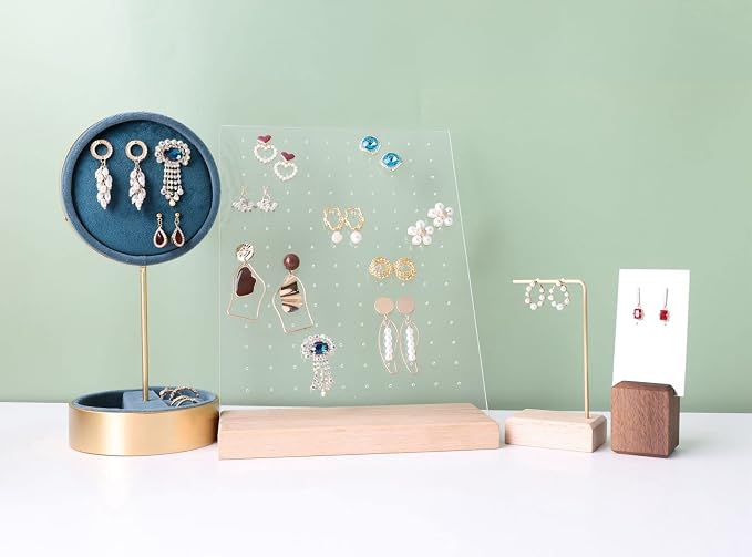 GemeShou Beech earring display for selling jewelry, wooden earring holder for - Image 3