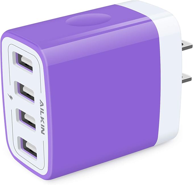 USB Wall Charger, Charging Block, AILKIN 2-Pack 4.8A/5V 4 Port USB Plug | by AILKIN