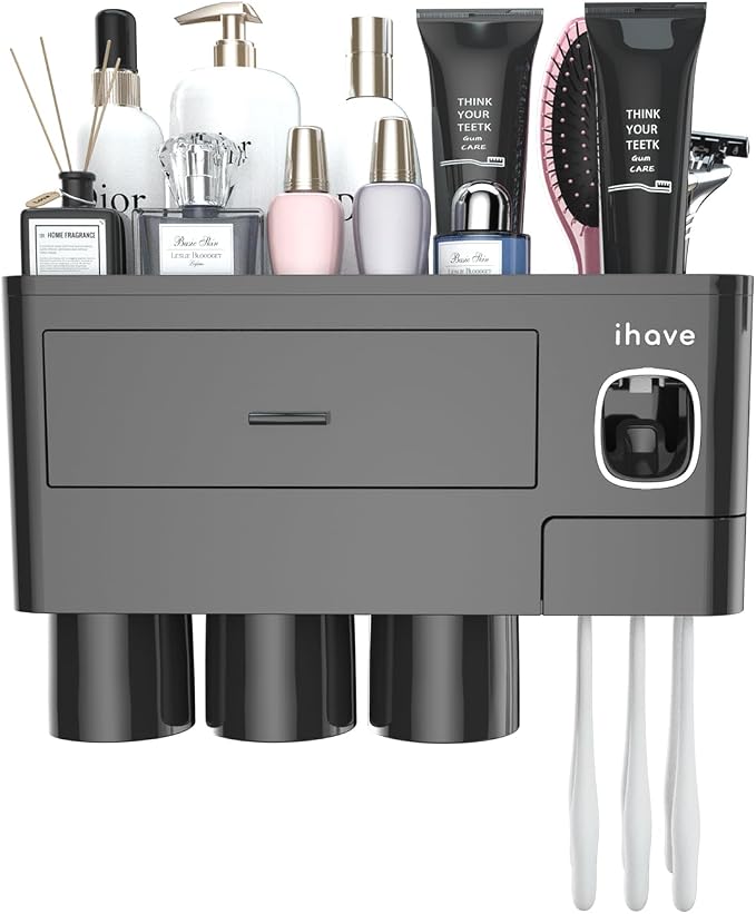 iHave Toothbrush Holders for Bathrooms, 3 Cups Toothbrush Holder Wall Mounted - Image 9