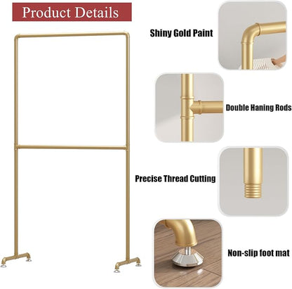 Industrial Pipe Clothing Rack, Heavy Duty Metal Clothes Rack - Image 5