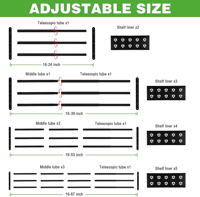 Expandable Closet Shelf, 16-39 Inches Metal Closet Rod Organizers and Storage - Image 7