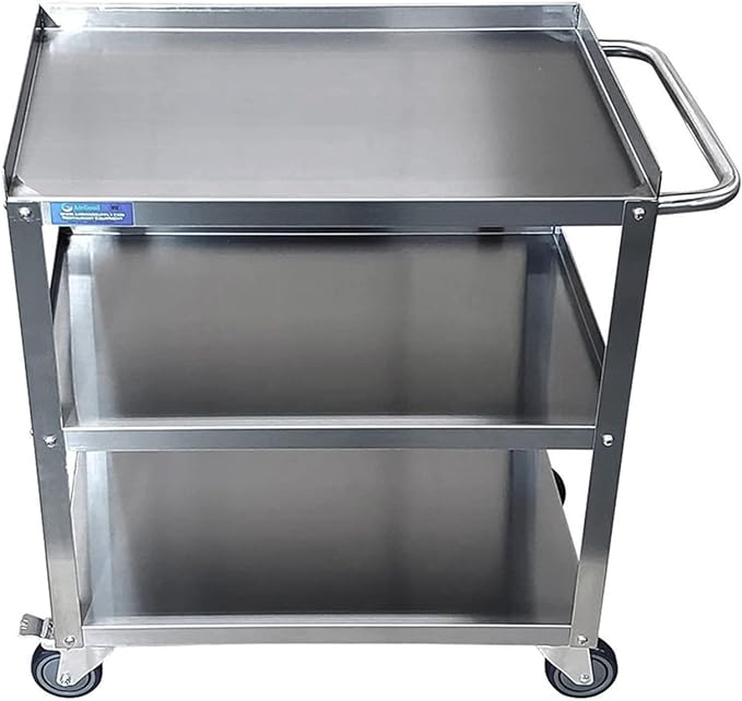 15 in. Wide X 24 in. Long X 33 in High | 3 Shelf Metal Utility Cart on Wheels by AmGood