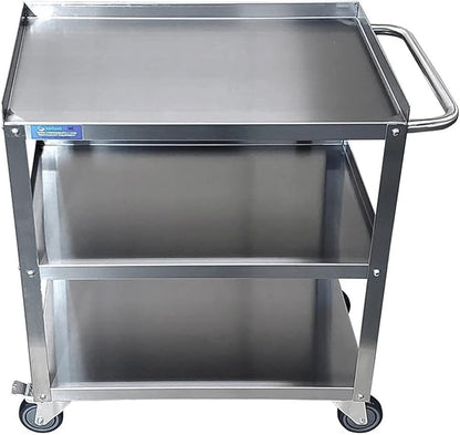 21 in. Wide X 33 in. Long X 33 in High | 3 Shelf Metal Utility Cart on Wheels by AmGood