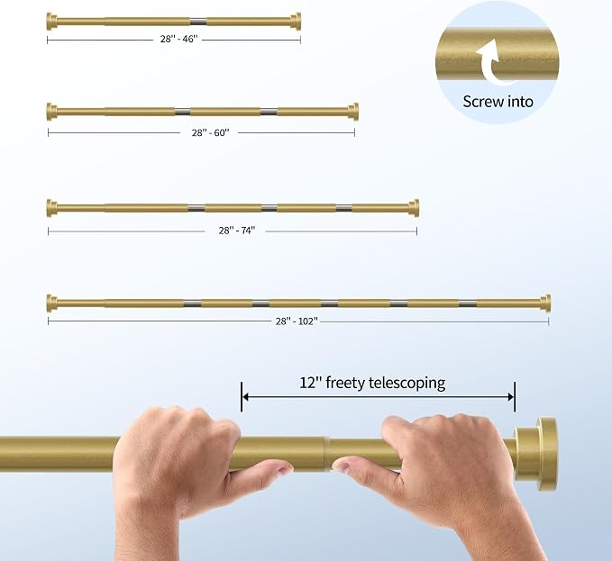 Mcrbeay Shower Curtain Rod, Non Slip Adjustable 28-74 inch No Drilling Shower - Image 5
