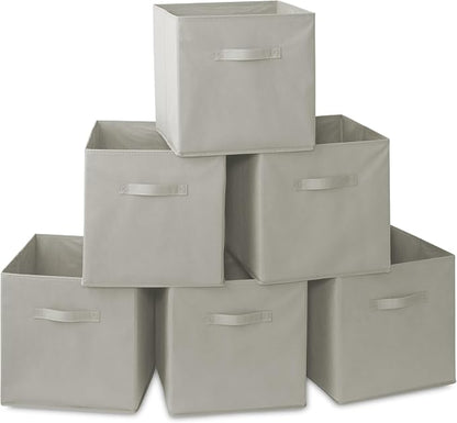 Casafield Set of 6 Collapsible Fabric Cube Storage Bins, Light Gray by Casafield