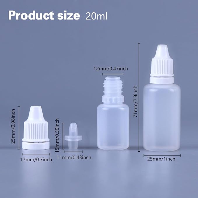 12PCS 20ML White Plastic Empty Squeezable Dropper Bottles Portable Eye Liquid - Image 2