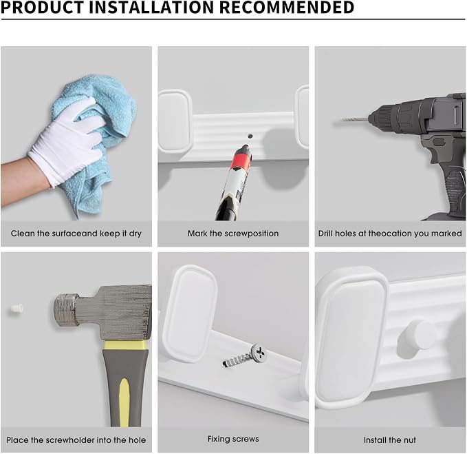 Coat Rack Wall Mount White, 3 Hooks Rack Metal Coat Hanger Wall - Image 7