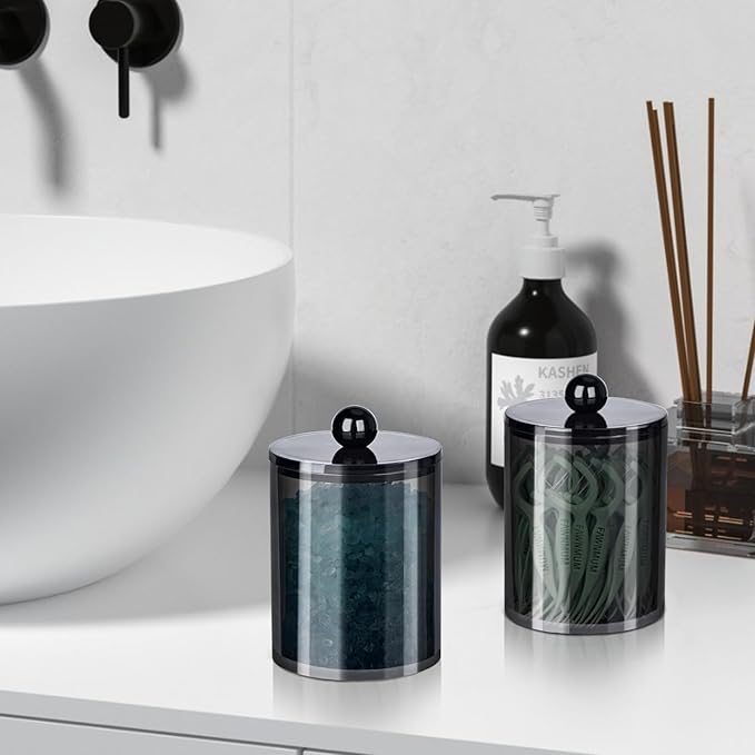 4 Pack Qtip Holder, Canister Apothecary Jar Set, Bathroom Jars - Image 7