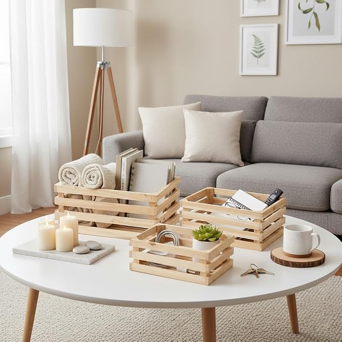 Set of 3 Nesting Wooden Storage Crates - Image 5