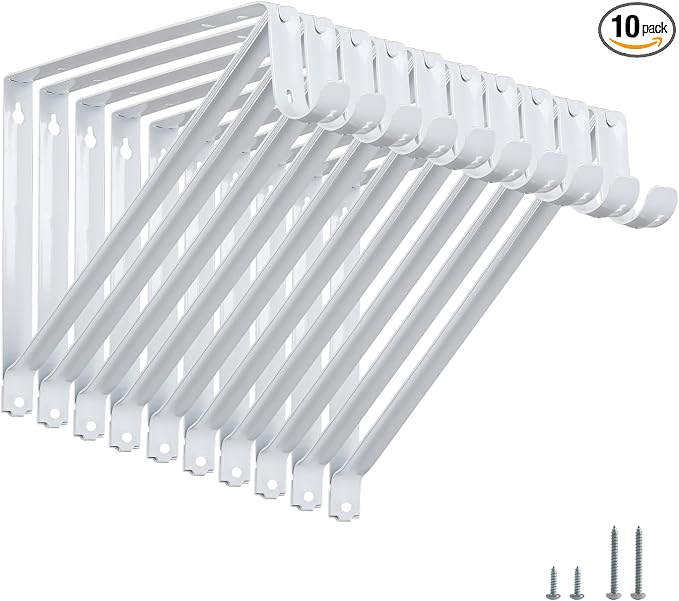 Closet Rod Brackets 11x9.5in, 10 Pack Closet Shelf Brackets, Wall Mounted by HOME+MASTER+HARDWARE