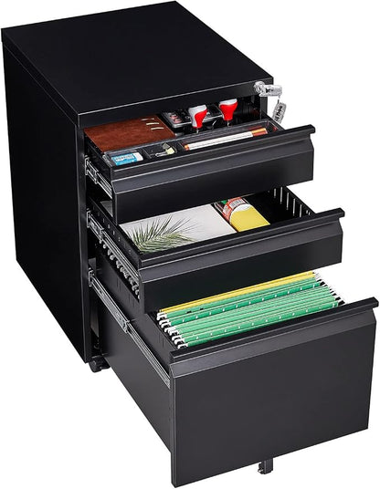 3-Drawer Lockable Mobile File Cabinet – Metal A4/Letter/Legal Size Storage - Image 8