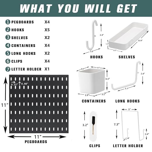 Pegboard Combination Kit for Wall Organizer, Wall Mounted Peg Board Kits for - Image 2