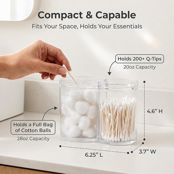ForPro Clear Acrylic 2-Compartment Apothecary Jar - Image 3