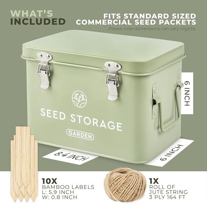Seed Storage Box – Metal Seed Packet Organizer - Image 3