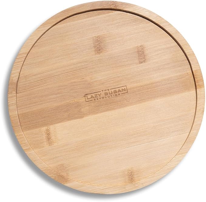 9.75" Bamboo Lazy Susan Revolution Turntable w/Rim – Rotating Bamboo Organizer - Image 3