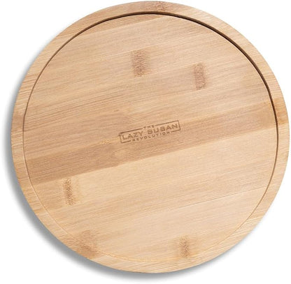 9.75" Bamboo Lazy Susan Revolution Turntable w/Rim – Rotating Bamboo Organizer - Image 3