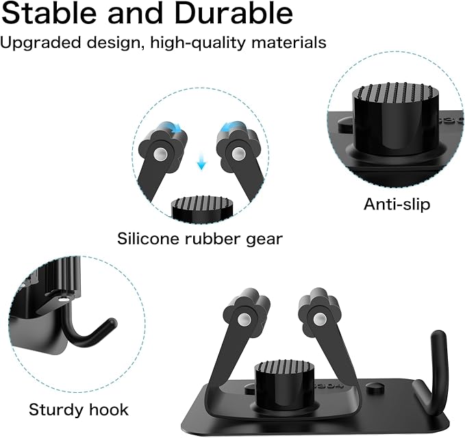 nacena Broom Holder Wall Mount, 4 Packs Black Stainless Steel Mop and Broom - Image 3