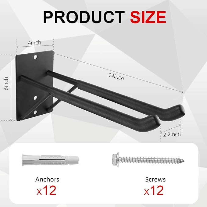 14" Large Heavy Duty Garage Hooks, Utility Wall Mount Hangers - Image 6