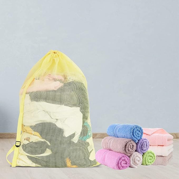 Mesh Laundry Bags with Adjustable Shoulder Strap, Drawstring Closure, Mixed - Image 7