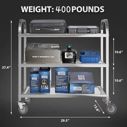 3 Shelf Stainless Steel cart, 400 lbs, 1MM Thick，Serving cart - Image 4