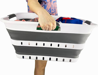 SAMMART Collapsible Plastic Rectangular Laundry Basket - Image 6
